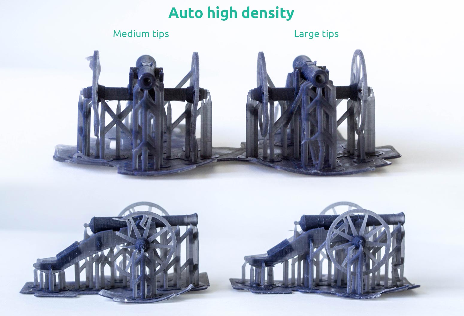 AmeraLabs key principles of 3D printing supports that work experiment moai 3D printed cannons high density
